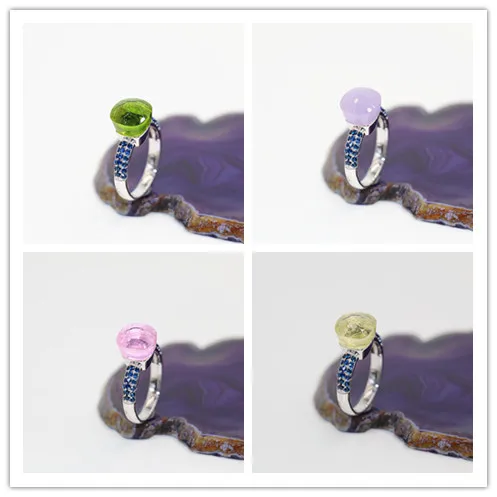 

2021 Fashion Summer Stlye Jewelry Of 4 Colours Choose Crystal With Blue Zircon 18K White Gold Plated Ring For Friends Best Gift