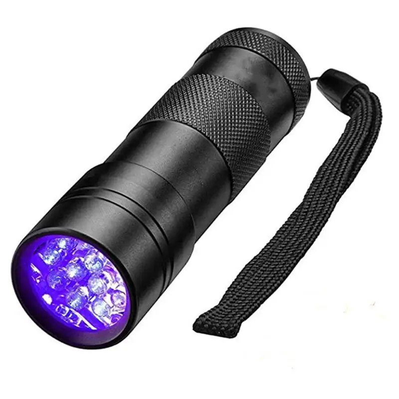 

12 LEDs 395nm UV Blacklight Flashlights Detector for Pets Urine Stains Bed Bugs Machinery Leaks Inspection Emergency Power Bank