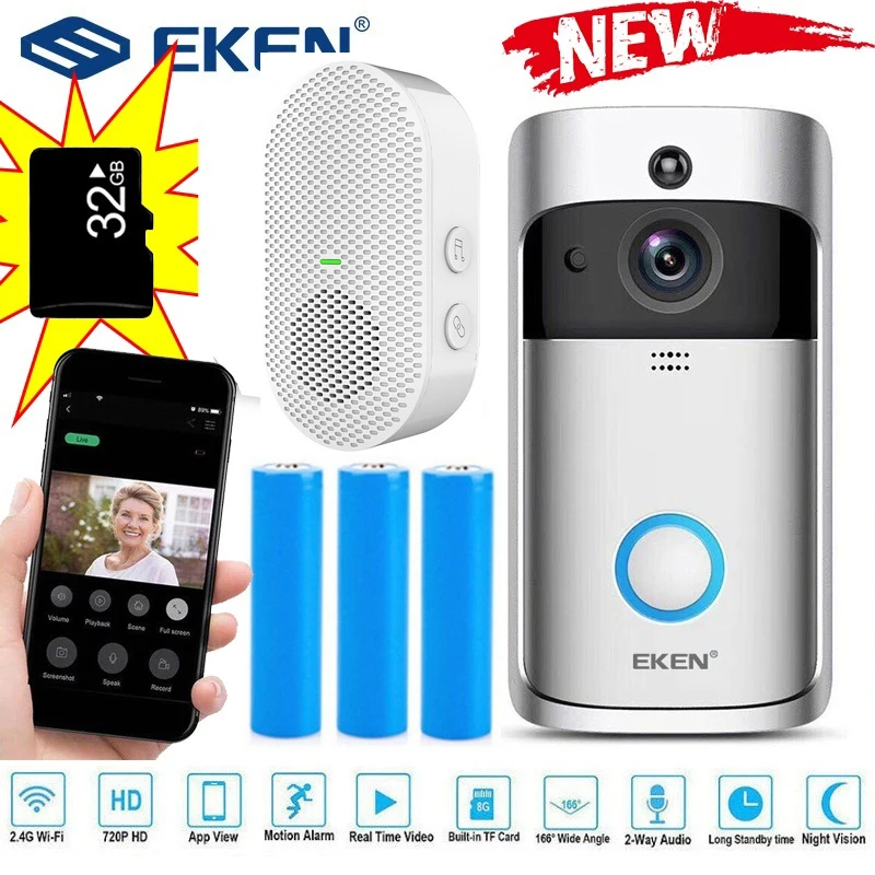 Дверной звонок EKEN V5 с Wi Fi и камерой|Дверной звонок| |