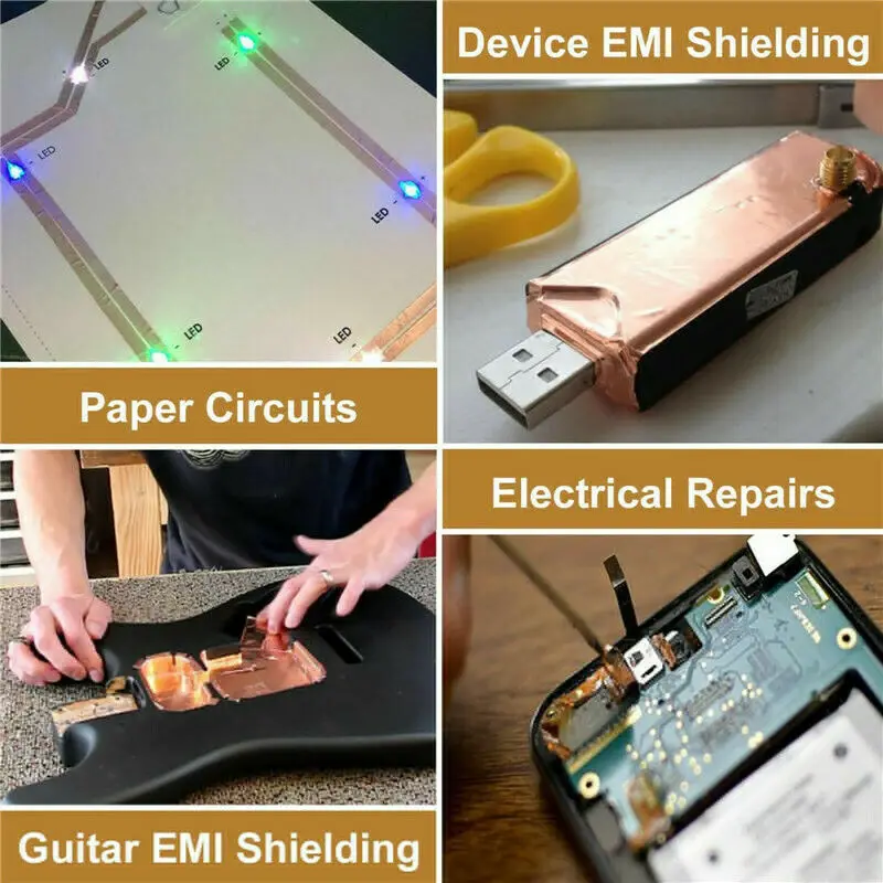 30m klebstoff leitfähigen kupfer slug folie band abweisend gitarre pickup klebeband anti statische einseitige super reparatur riss free global sh