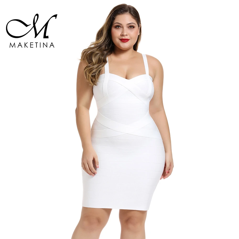 Бандажные платья макси размера плюс Новое поступление 2020 мини белое Бандажное