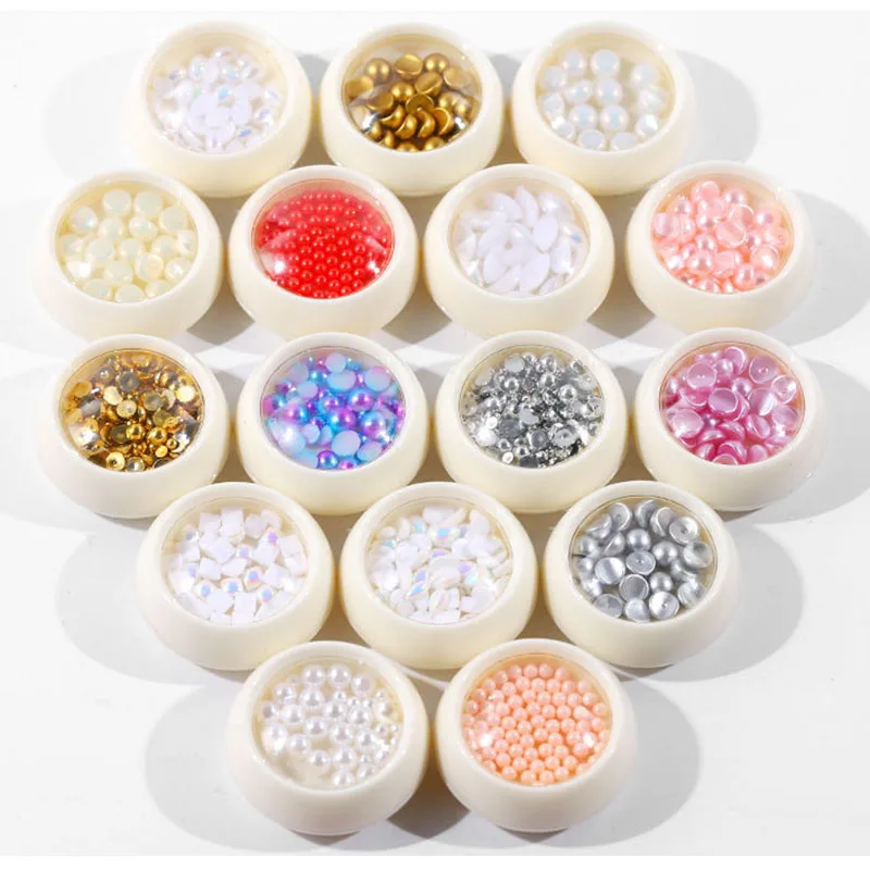 6 шт./лот Стразы для ногтей крошечные Стальные Бусины полукруглые жемчужные