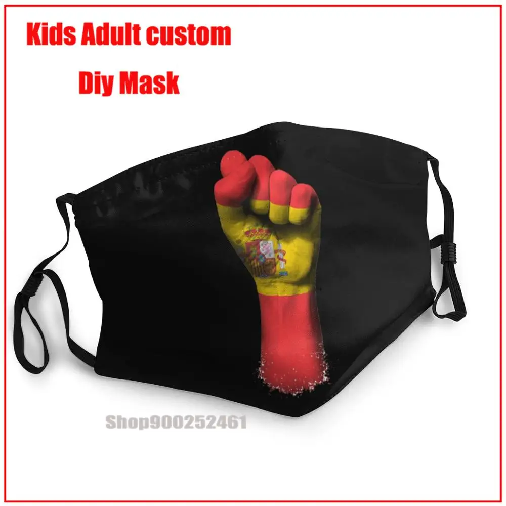 

Flag Of Spain On A Raised Clenched Fist DIY mask for face fashion washable face mask kid mascarillas de tela lavables con filtro