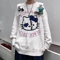 new korean cute cartoon knitted sweater winter y2k harajuku japanese anime casual punk style women loose kawaii sweater couples