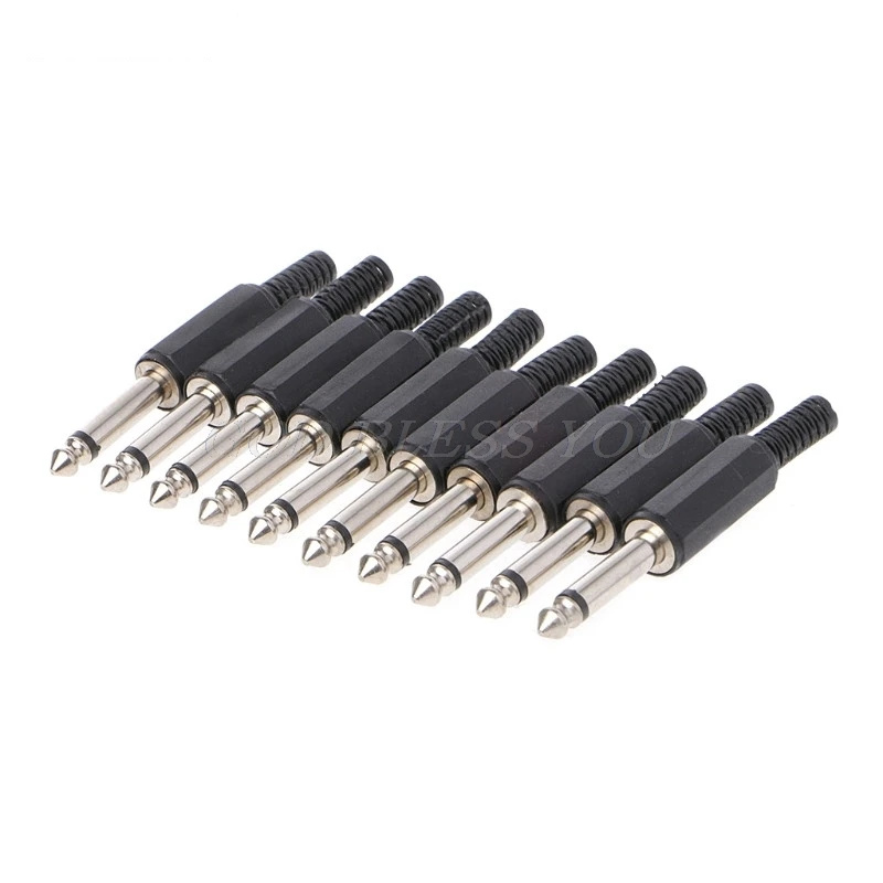 

10 Pcs 6.35mm Male 1/4" Mono Jack Audio Plug Connector Jack Adapter Drop Shipping