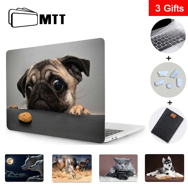 MTT чехол с милым котом и собакой для Macbook Air 11 13 Pro retina 13 15 с сенсорной панелью для mac book 12 дюймов Сумка для ноутбука с животными