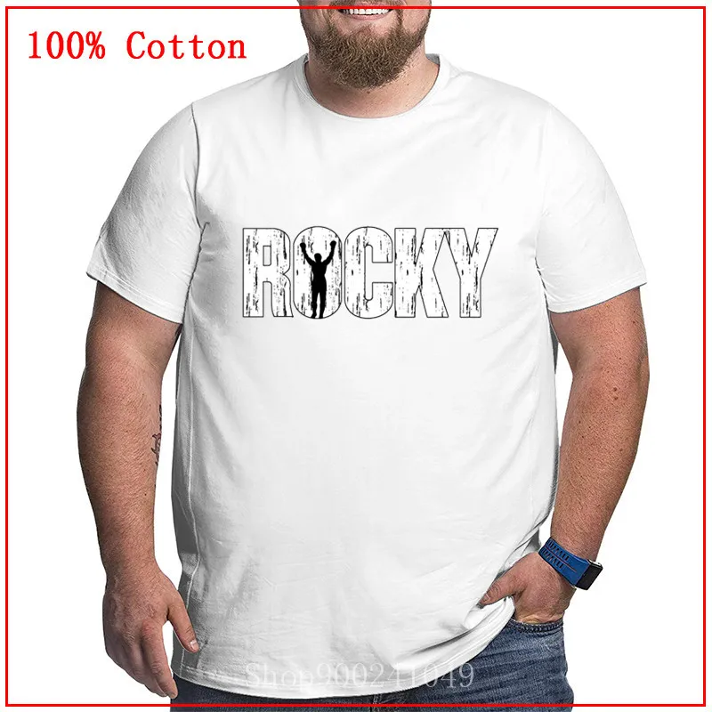 Белые футболки Rocky Balboa летняя одежда большого размера плюс 4XL 5XL 6XL удобная и