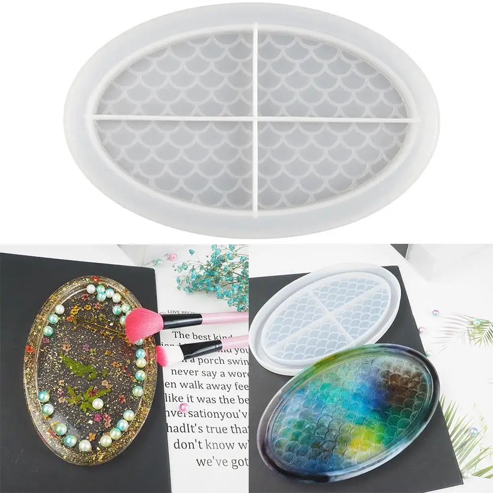 

Crystal Epoxy Resin Mold Fruit Tray Oval Tray Dish Mold Set Storage Resin Silicone Box For Resin Glue Coaster Y8T7