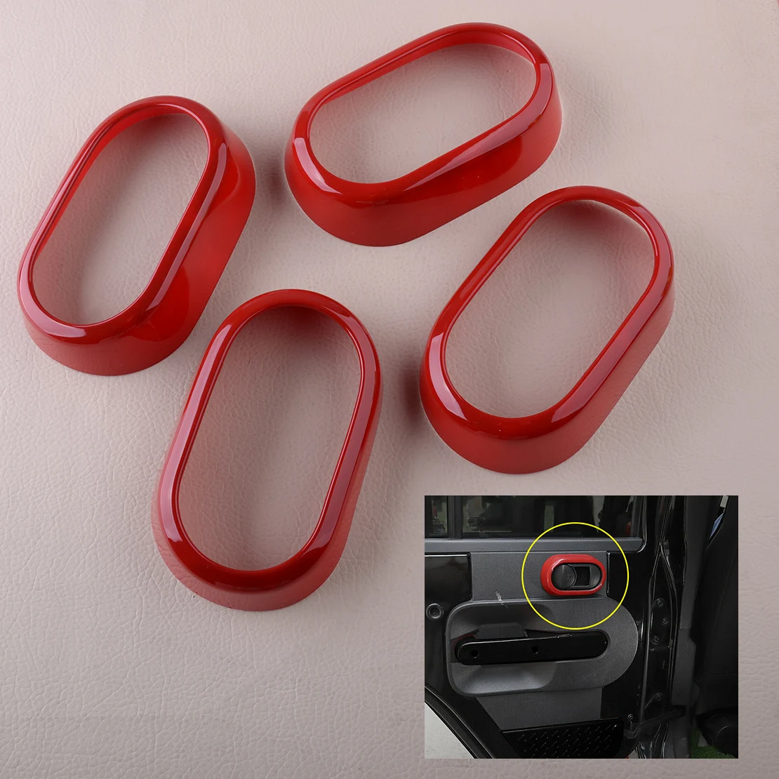 

4 шт./компл. ABS Красный Автомобильный интерьерный дверной выключатель крышка чаши отделка Стайлинг подходит для Jeep Wrangler JK 2007 2008 2009 2010 4 двери