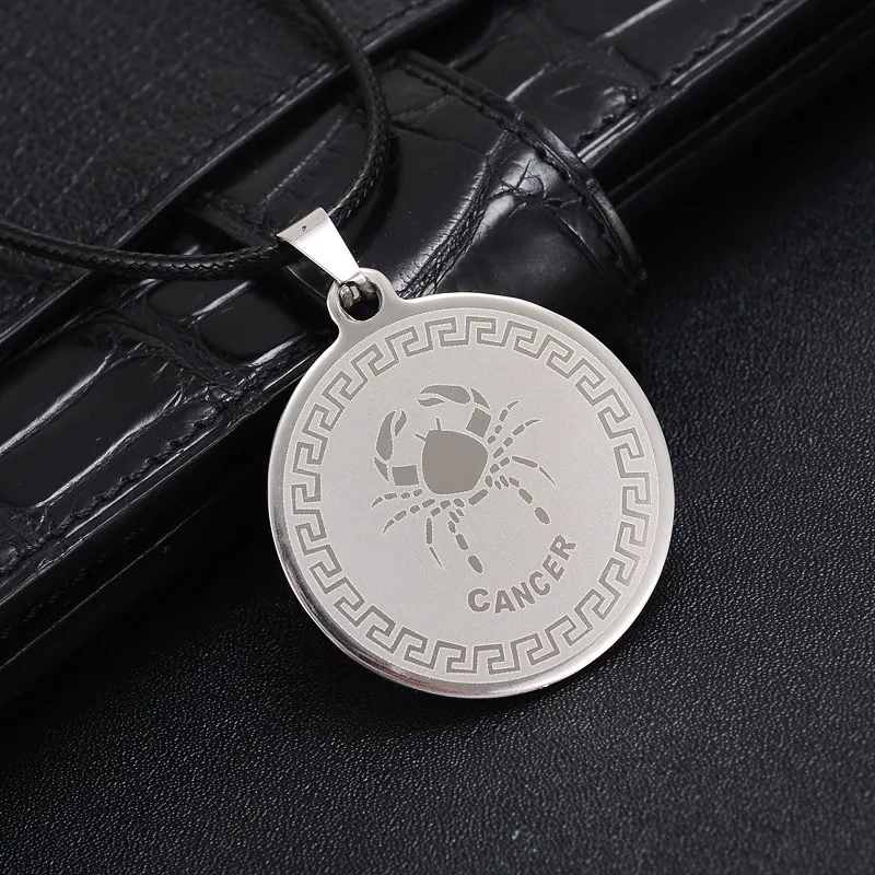 

Round 12 Constellation Necklace Pattern Pendant Men Stainless Steel Fashion Casual Sweater Chain Male Simple Jewelry