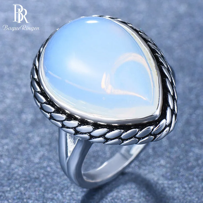 Кольцо Bague Ringen из стерлингового серебра 925 пробы для женщин, капля воды, пириформа, лист, простая Мода, студенческий подарок на день рождения, размер 5, 6,7, 8,9, 10