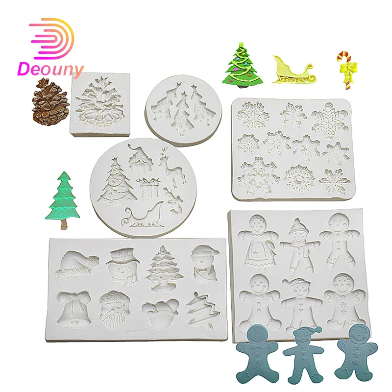 

DEOUNY 6 Kinds 3D Christmas Series Silicone Fondant Mold Chocolate Baking Mould Party Cake Decorating Tools Kitchen Accessories