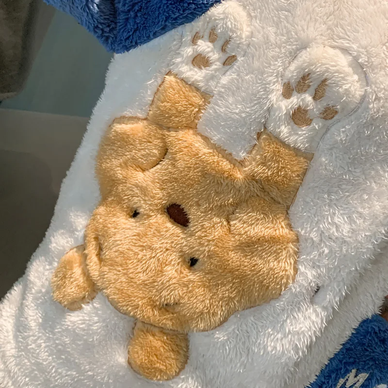 Plush Women Sleepwear Winter Pajamas Hooded Loose Version Pajama Set Inspissate Nightgown High Quality Packed Thicken женский