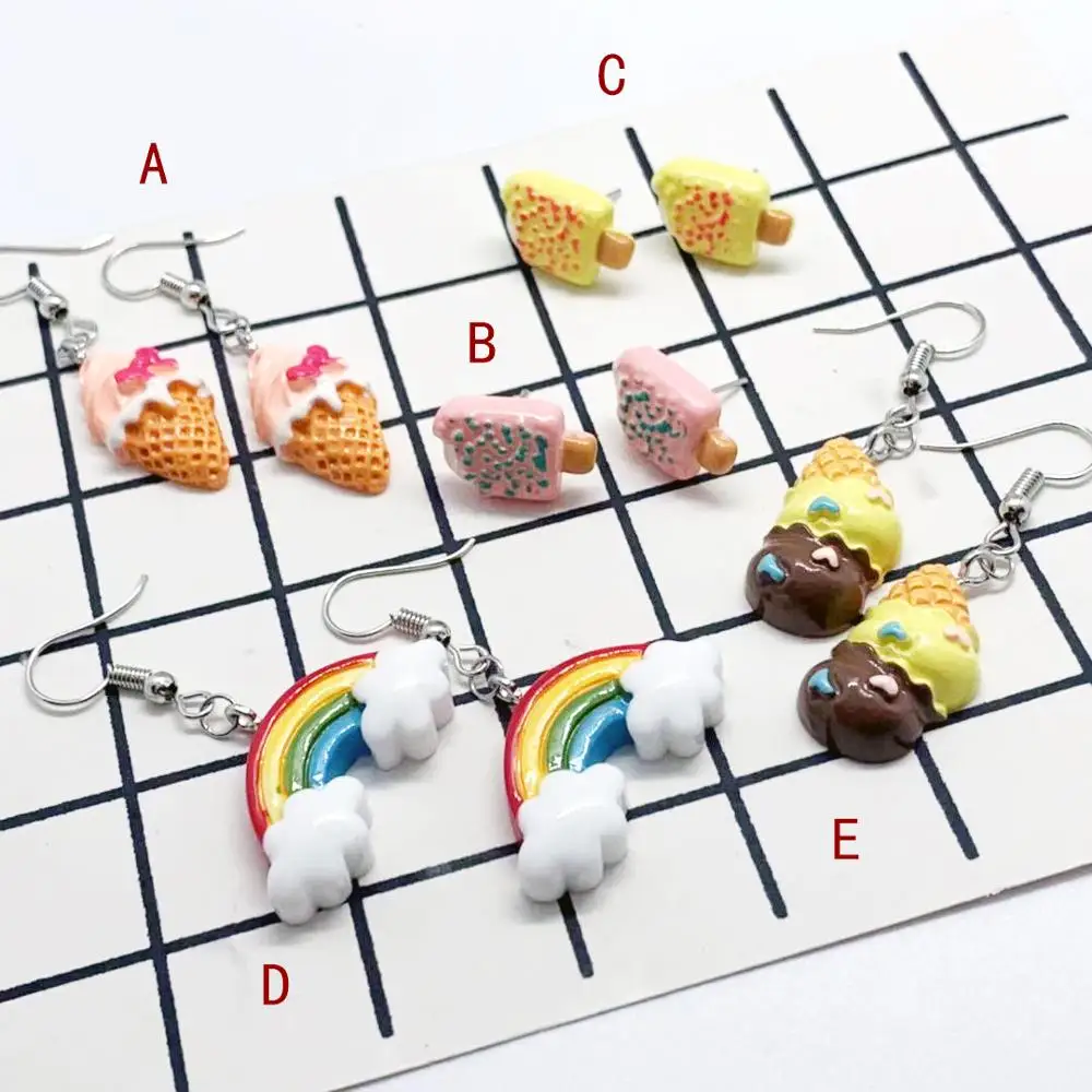 Новинка 2019 милые разноцветные полимерные забавные серьги миниатюрные Kawaii