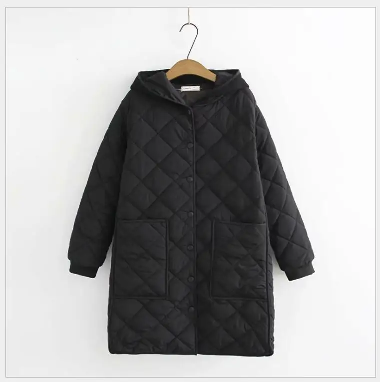 Зимнее женское корейское длинное модное свободное хлопковое пальто с подбором