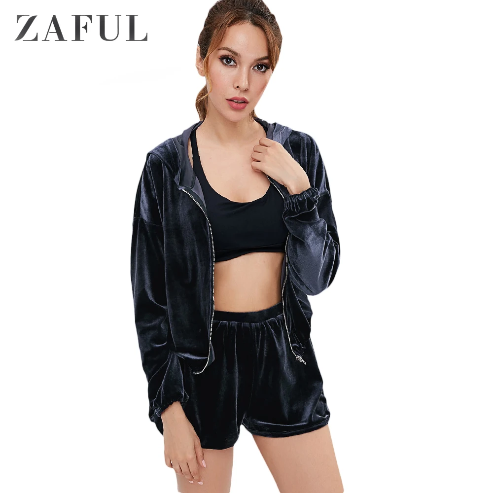 ZAFUL новинка Осень зима женские Бархатные Топы пальто с капюшоном длинный рукав