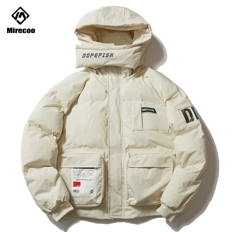 Куртка с карманами в стиле хип хоп парка толстая буквенным принтом Harajuku уличная