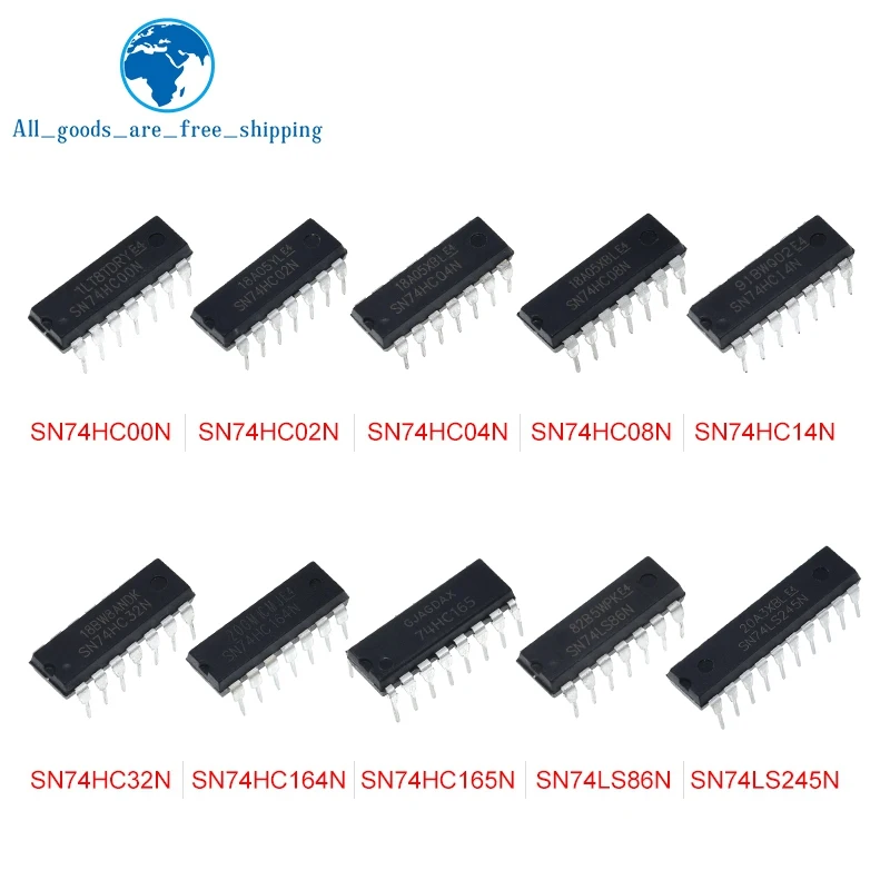 SN74HC00N SN74HC02N SN74HC04N SN74HC08N SN74HC14N SN74HC32N SN74HC164N SN74HC165N SN74LS86N SN74LS245N DIP-14, 10 шт.