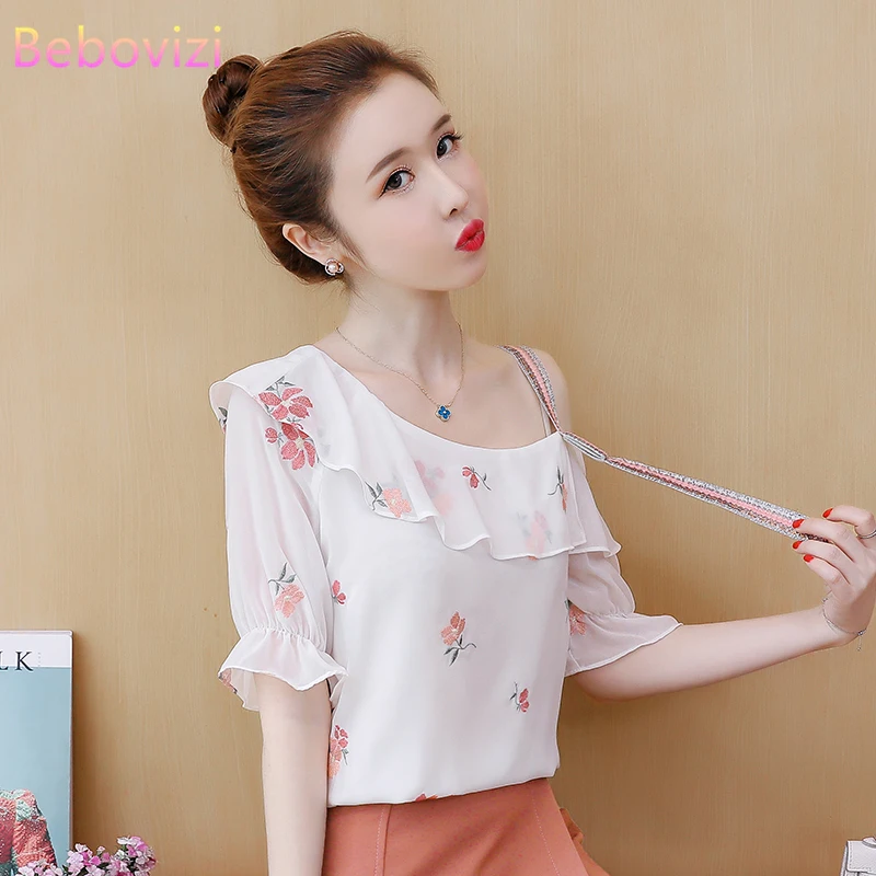 

S-XXL 2021 New Fashion Asia Korea Sexy Off Shoulder Short Sleeve Blouse for Women Summer Casual Office Lady Top Shirts Clothes