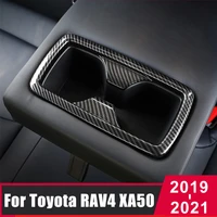for toyota rav4 2019 2020 2021 2022 rav 4 xa50 carbon car interior rear water cup holder frame covers trim sticker accessories