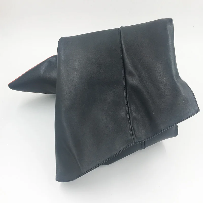 NEW Arrival Black Soft Matte Leather Winter Women Over Knee Boots Thin High Heels Red Bottom Size 34-45