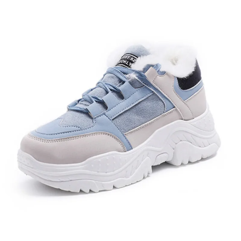 Дизайнерская обувь белые кроссовки зимняя теплая на платформе зимние ботинки