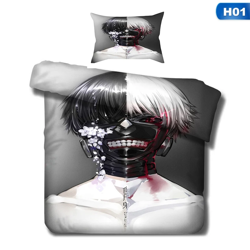 

3 Piece Tokyo Ghoul Bedding Set Animation Bed Cover Set Home Textiles Comfortable Duvet Cover Kids Boys Bed Quilt Cover
