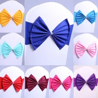 1pcs wedding chair sashes decoration goldredpinkyellowpurpleblue chair knot bow for wedding party hotel home decor supplies
