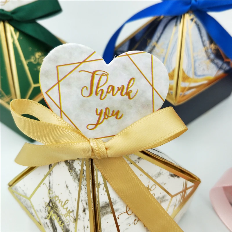 

Gift Box Wedding Supplies Party Candy Box Baby Shower Paper Chocolate Boxes New Prismatic Creative Bronzing Packaging Boxes