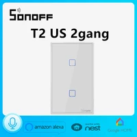 sonoff t2us2c gang smart wifi wall light switch rfapptouch remote onoff timer us scene panel home automation voice control
