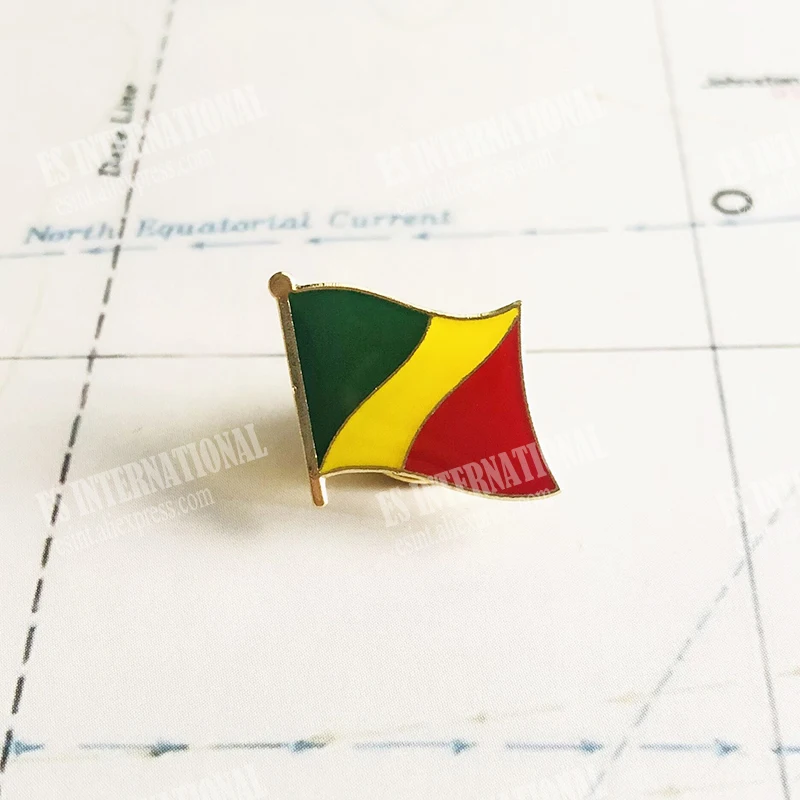 Значок на лацкан с национальным флагом Конго эпоксидная смола Металлический