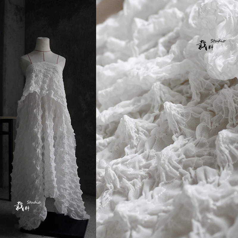 Шифоновая 3D текстура вогнутая выпуклая дизайнерская ткань для Пэчворк Базен riche