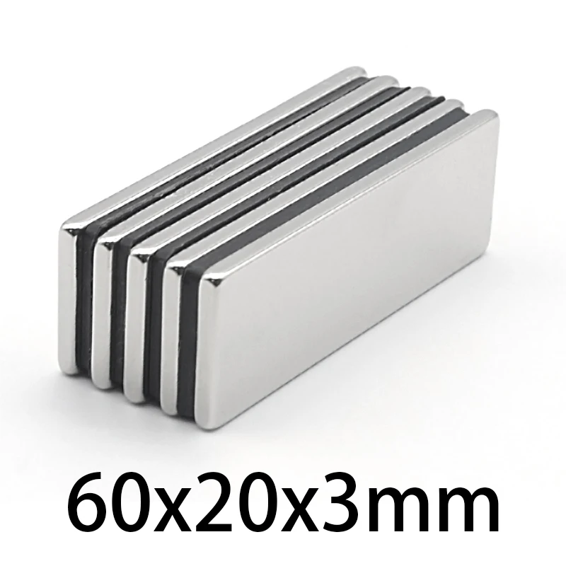 3 50 шт. 60x20x3 Неодимовый Магнит 60 мм x 20 n35 Супер мощный постоянный магнитный магниты