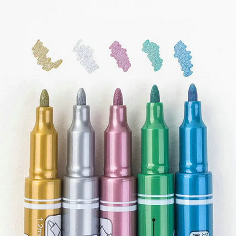 Набор металлических маркеров 5 цветов набор для рисования на стекле и граффити