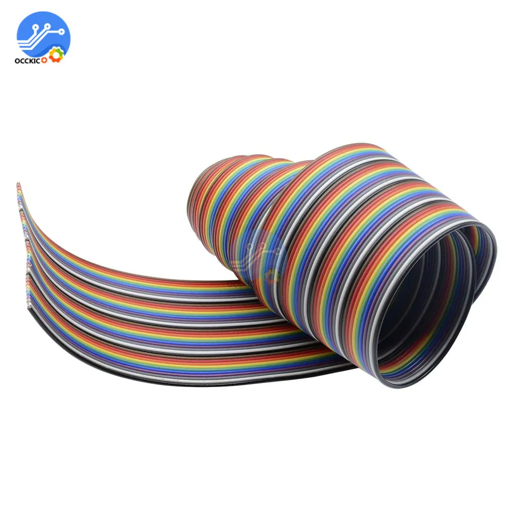 1M 3.3ft Flat Cable 40 Pin Rainbow Ribbon IDC Wire New Arrival | Электроника