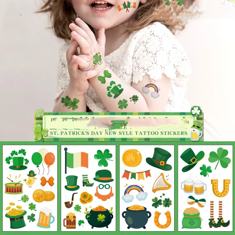 Несколько стилей День Святого Патрика тату стикер s временные милые Мультяшные