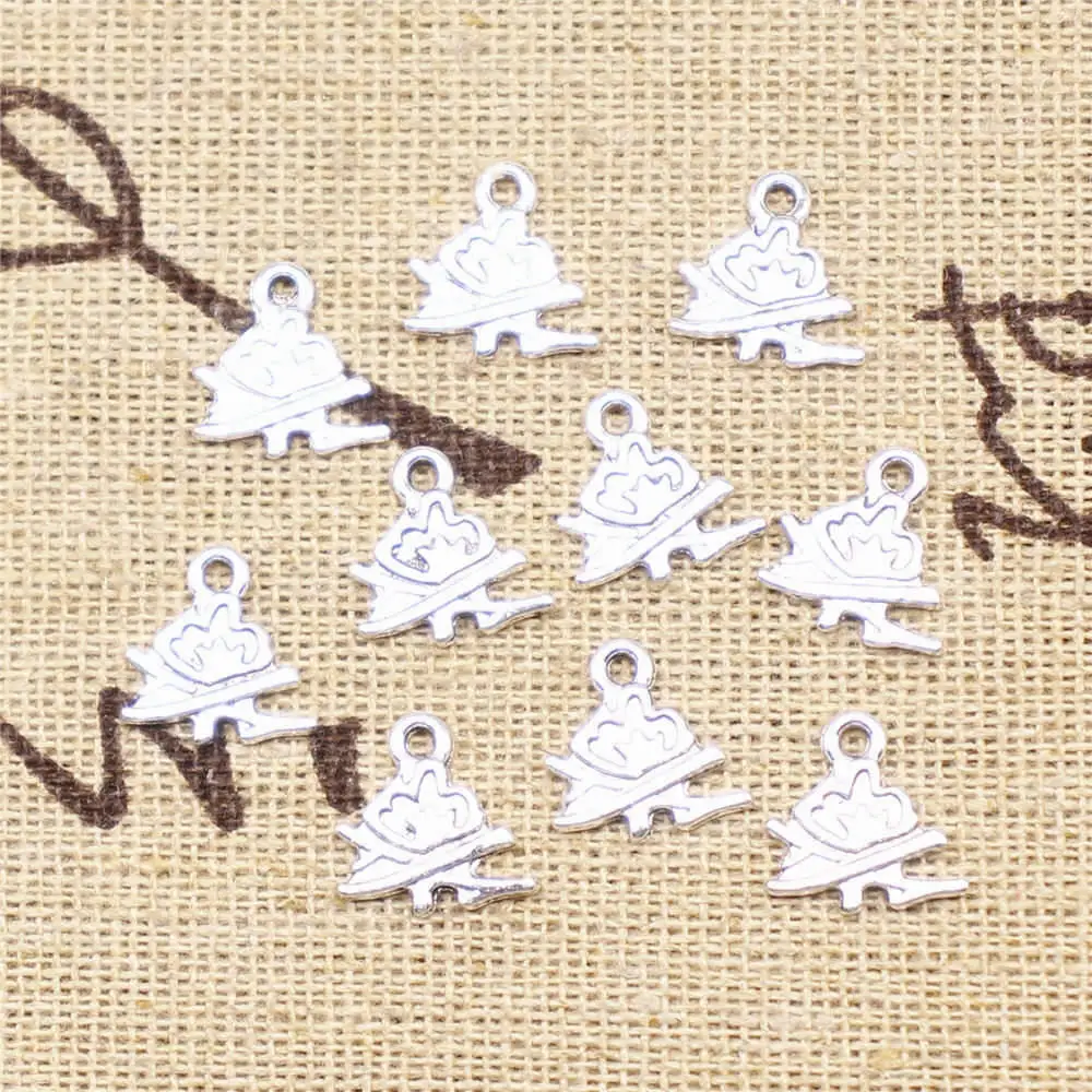 

Supplies For Jewelry Accessori Fire Charms Antique Silver Color 90pcs 11x11mm