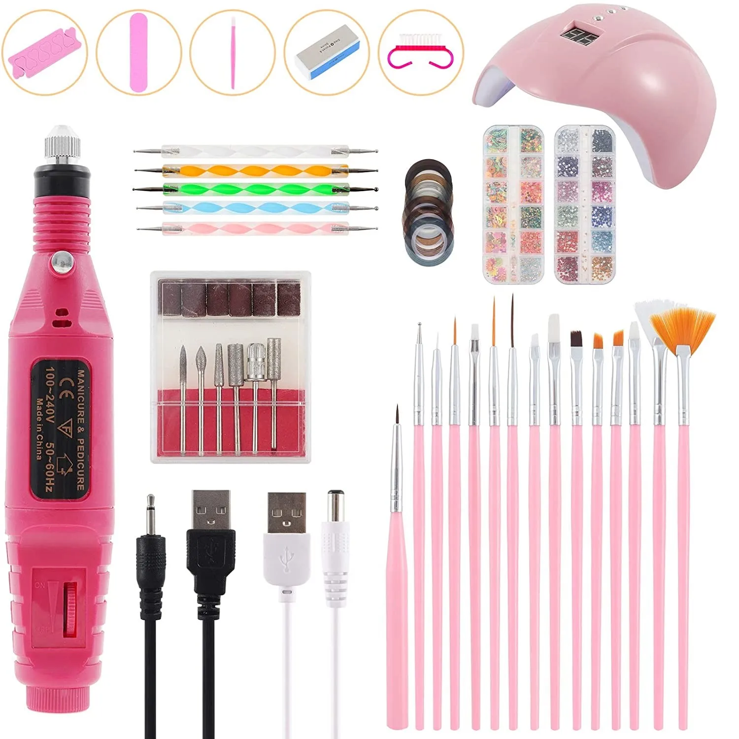 

Nail Kit Set 36W UV Lamps for Gel Nails Electric Nail Drill Set with Gel Nail Brush Dotting Tools Professional Nail Art Tools