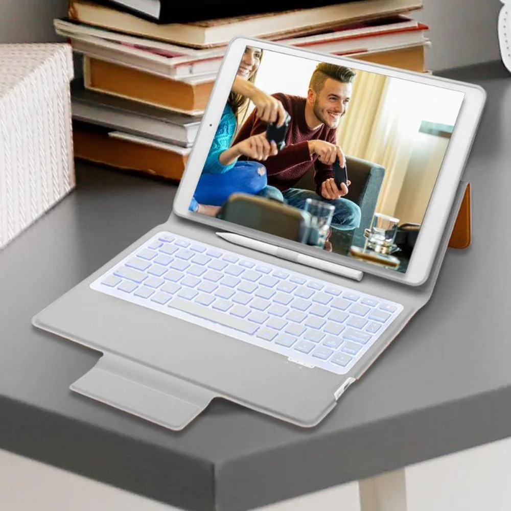 Для iPad 10,2, 7 цветов, Беспроводная Bluetooth клавиатура, кожаный чехол с подставкой, умный флип-чехол со встроенным держателем для карандашей