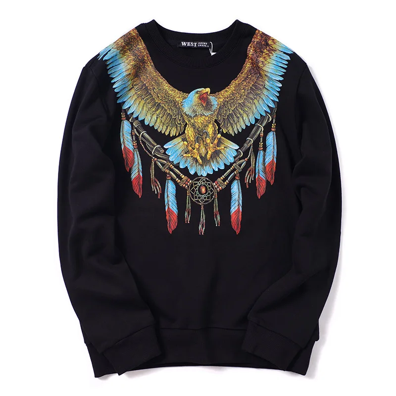 

New 2021 luxury High Men Wing Eagle Bird gentleman Hoodies Hoody hooded Sweatshirts velvet Cotton Drake Thicken Fleece #C49