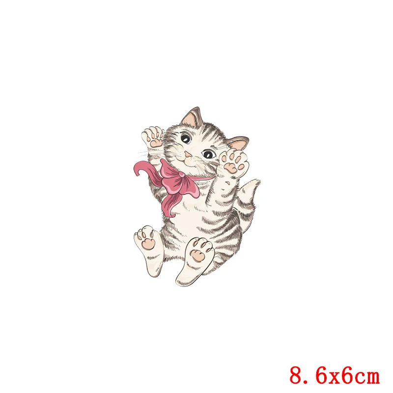Стикеры для одежды с мультяшным котом моющиеся термоклейкие утюгом модные