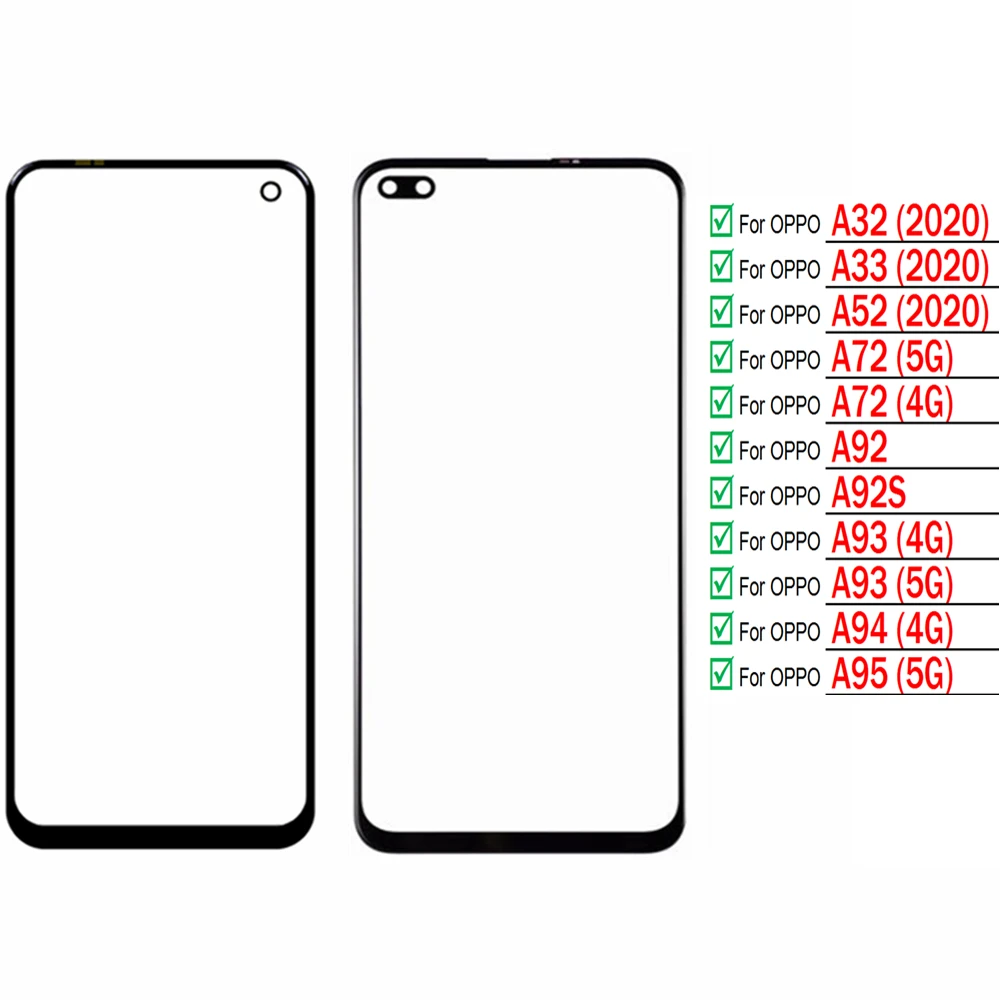 

Для OPPO A32 A33 A52 A72 A92 A92S A93 A94 A95 4G 5G сенсорный экран Переднее стекло Сенсорная панель сменная внешняя панель крышка объектива