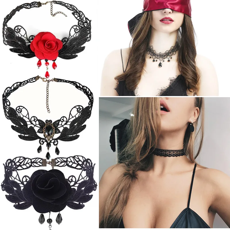 

Wedding Lace choker necklaces Gland De Tatouage Choker Collier Noir Dentelle Choker Collier Vintage Femmes Bijoux De Mariage