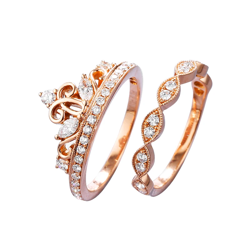 Набор колец из розового золота с бриллиантами диаметром карат|Кольца| |