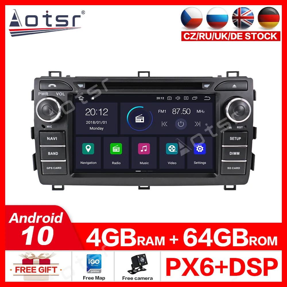 Android 10 0 4 + 64 Гб dvd-плеер автомобильный мультимедийный плеер для Toyota Auris 2013 -2015
