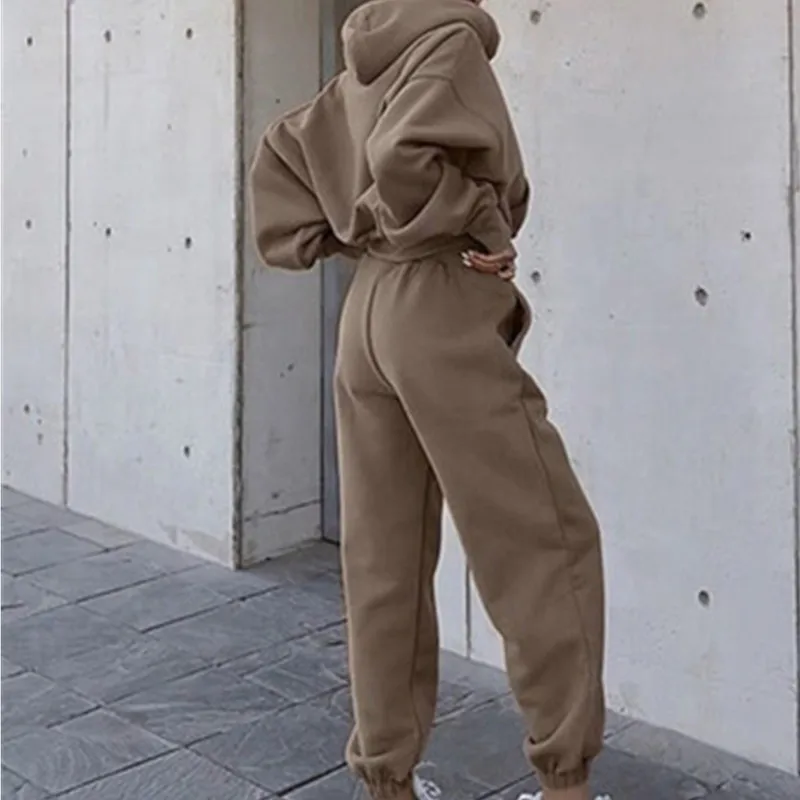 

Hoodies Suit Spring Solid Casual Tracksuit Women Velvet 2 Pieces Set Sports Sweatshirts Pullover Home Sweatpants Outfits