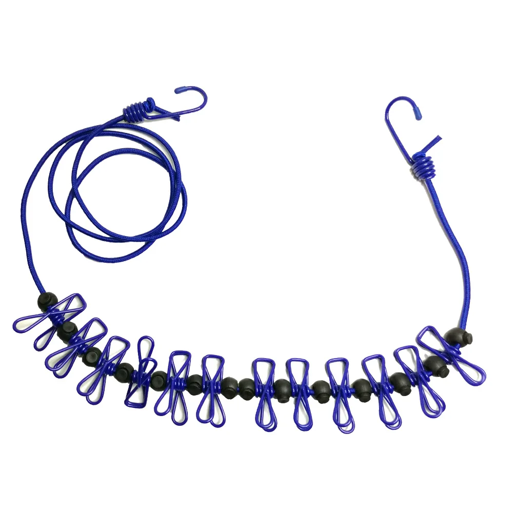 

4M Outdoor Camping Non-slip stretch clothesline With 12Clips Travel Stretchy Clothesline Sock Line Hanging Laundry Drying Rope