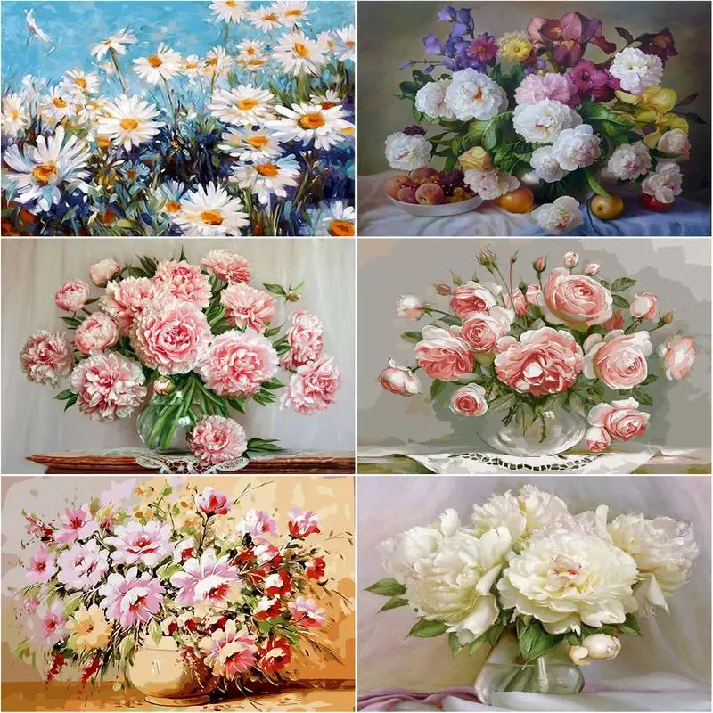 

SELILALI DIY Oil Painting By Numbers Flower In Vase Picture By Number Handmade Unique Gift 60x75cm Frame On Canvas Home Decor