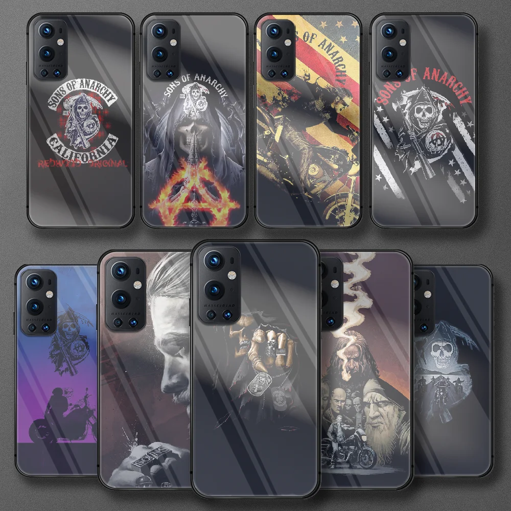 

Sons of Anarchy Tempered Glass Phone Case For Oneplus Realme Q3 C21 GT Nord 5 6 7 8 9 T Pro Oppo Find X3 Cover Black Fashion