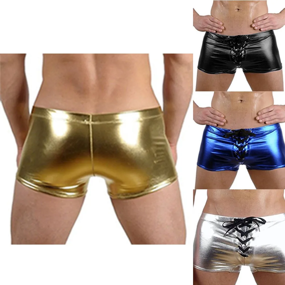 Трусы-боксеры мужские кожаные на молнии с отделением для пениса |